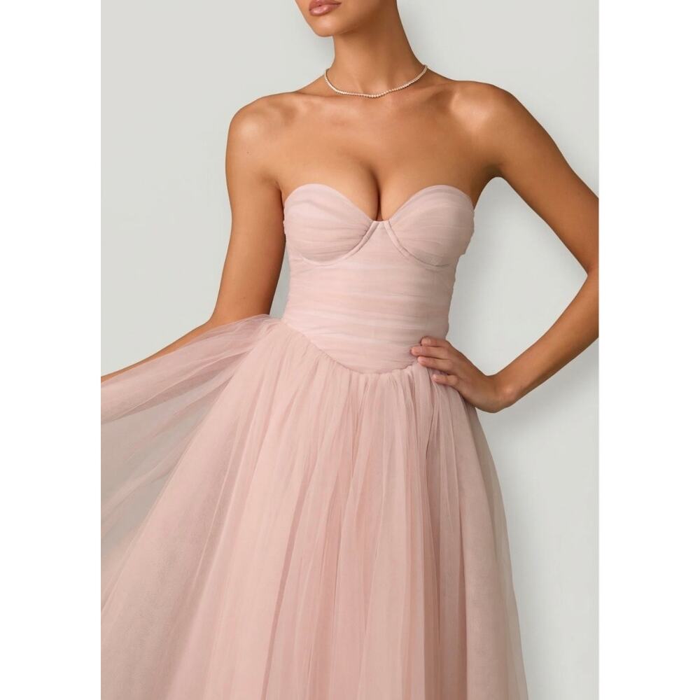 Oh Polly Cindy Tulle Corset Midmaxi Dress Dusty Rose Size 8 New - Picture 3 of 9